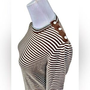 Tyler Böe Silk Blend Blue Brown Ribbed‎ Sweater SMALL $229 Designer SALE